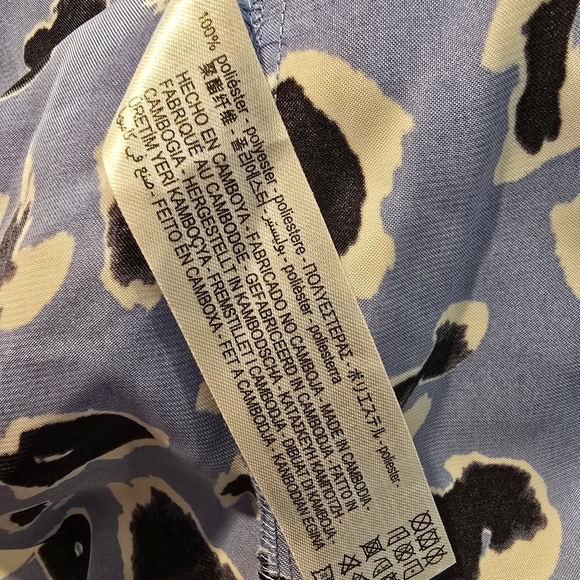 Zara Women's S Animal Print Button-Up Shirt Satin Effect, Black Blue White S - Picture 2 of 6